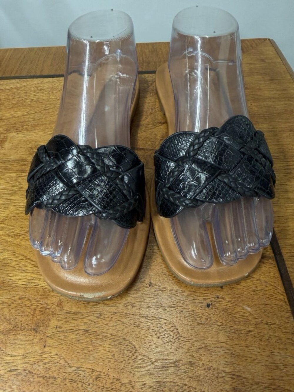 Aldo Women's 8 Lothelalian Black Braided Slide Sandals Black Flat Sandals